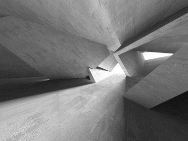 Dark Beton Duvar Mimarisi. Boş Oda. 3d Görüntüleme