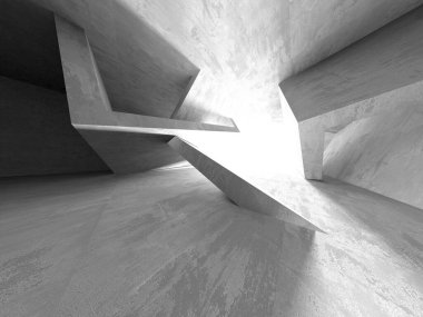 Dark Beton Duvar Mimarisi. Boş Oda. 3d Görüntüleme
