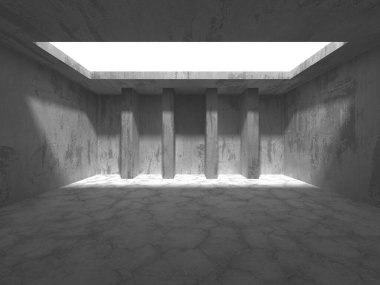 Dark Beton Duvar Mimarisi. Boş Oda. 3d Görüntüleme