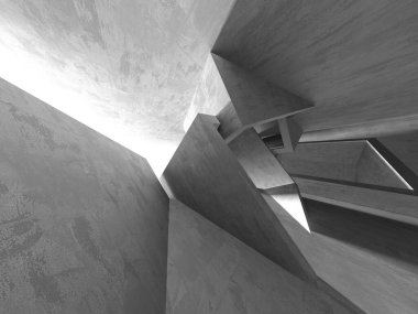 Dark Beton Duvar Mimarisi. Boş Oda. 3d Görüntüleme