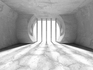 Dark Beton Duvar Mimarisi. Boş Oda. 3d Görüntüleme