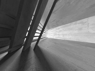 Dark Beton Duvar Mimarisi. Boş Oda. 3d Görüntüleme