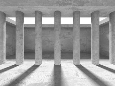 Dark Beton Duvar Mimarisi. Boş Oda. 3d Görüntüleme