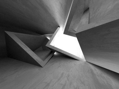 Dark Beton Duvar Mimarisi. Boş Oda. 3d Görüntüleme