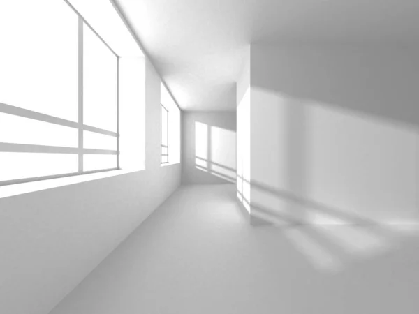 Illuminated corridor interior design. Empty Room Interior Background. 3D render