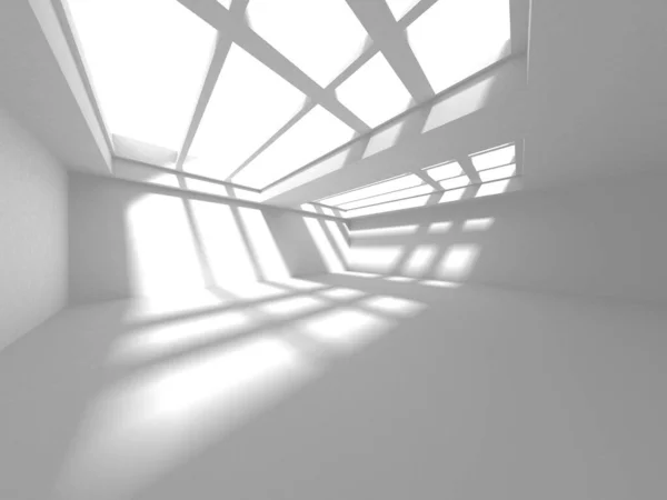 Illuminated corridor interior design. Empty Room Interior Background. 3D render