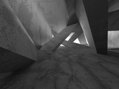 Soyut mimari arka plan. İçi boş beton döşeme. 3d hazırlayıcı