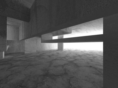 Soyut mimari iç plan. Boş beton oda. 3d hazırlayıcı