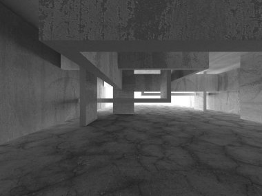 Soyut mimari iç plan. Boş beton oda. 3d hazırlayıcı