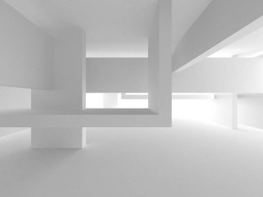 Beyaz Modern Arkaplan. Soyut Bina Konsepti. 3d Hazırlama