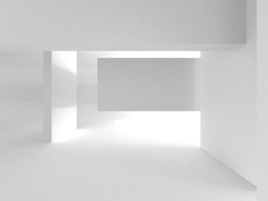 Beyaz Modern Arkaplan. Soyut Bina Konsepti. 3d Hazırlama