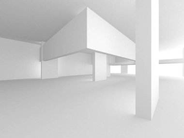 Aydınlatılmış koridor iç tasarımı. Boş Oda İç mimarisi. 3 Boyutlu Hazırlama