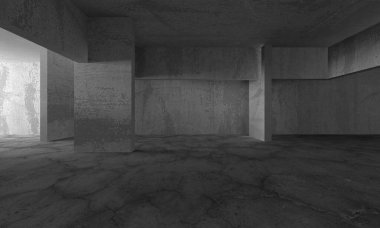 Soyut mimari iç plan. Boş beton oda. 3d hazırlayıcı