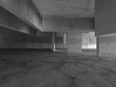 Soyut mimari iç plan. Boş beton oda. 3d hazırlayıcı