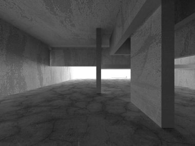 Soyut mimari iç plan. Boş beton oda. 3d hazırlayıcı