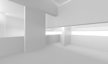 Beyaz Modern Arkaplan. Soyut Bina Konsepti. 3d Hazırlama