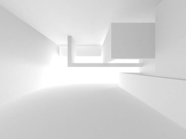 Beyaz Modern Arkaplan. Soyut Bina Konsepti. 3d Hazırlama