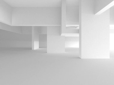 Beyaz Modern Arkaplan. Soyut Bina Konsepti. 3d Hazırlama