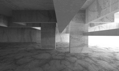 Soyut mimari iç plan. Boş beton oda. 3d hazırlayıcı
