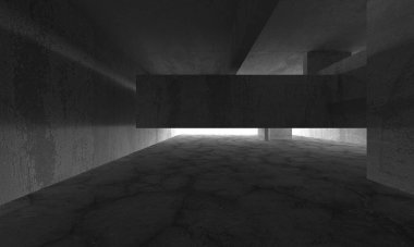 Soyut mimari iç plan. Boş beton oda. 3d hazırlayıcı