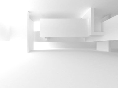 Beyaz Modern Arkaplan. Soyut Bina Konsepti. 3d Hazırlama