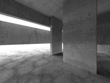 Soyut mimari arka plan. İçi boş beton döşeme. 3d hazırlayıcı