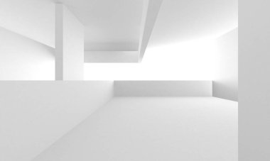 Aydınlatılmış koridor iç tasarımı. Boş Oda İç mimarisi. 3 Boyutlu Hazırlama