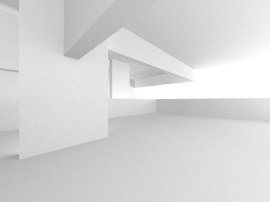 Aydınlatılmış koridor iç tasarımı. Boş Oda İç mimarisi. 3 Boyutlu Hazırlama