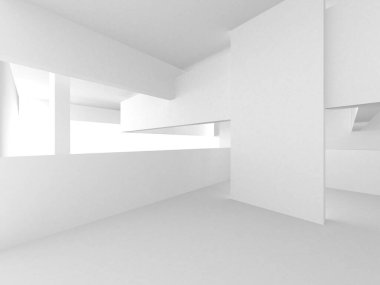 Beyaz Modern Arkaplan. Soyut Bina Konsepti. 3d Hazırlama