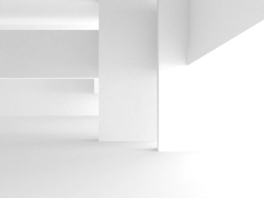 Beyaz Modern Arkaplan. Soyut Bina Konsepti. 3d Hazırlama