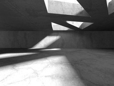 Soyut mimari iç plan. Boş beton oda. 3d hazırlayıcı