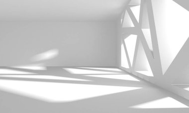 Aydınlatılmış koridor iç tasarımı. Boş Oda İç mimarisi. 3 Boyutlu Hazırlama