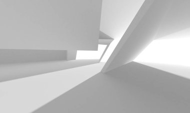 Aydınlatılmış koridor iç tasarımı. Boş Oda İç mimarisi. 3 Boyutlu Hazırlama