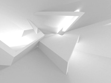 Aydınlatılmış koridor iç tasarımı. Boş Oda İç mimarisi. 3 Boyutlu Hazırlama