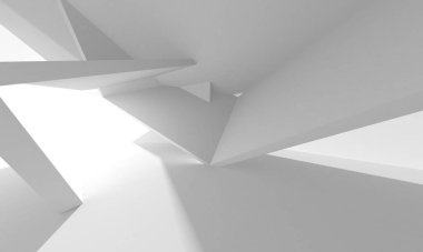 Beyaz Modern Arkaplan. Soyut Bina Konsepti. 3d Hazırlama