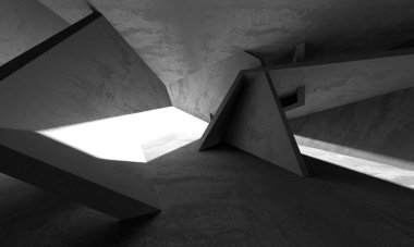 Soyut mimari iç plan. Boş beton oda. 3d hazırlayıcı