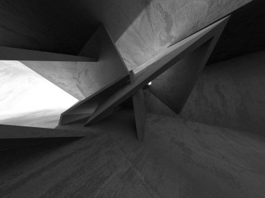 Soyut mimari iç plan. Boş beton oda. 3d hazırlayıcı