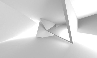 Beyaz Modern Arkaplan. Soyut Bina Konsepti. 3d Hazırlama