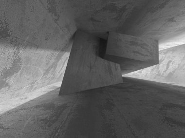 Soyut mimari iç plan. Boş beton oda. 3d hazırlayıcı