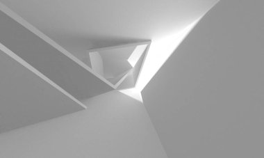 Beyaz Modern Arkaplan. Soyut Bina Konsepti. 3d Hazırlama