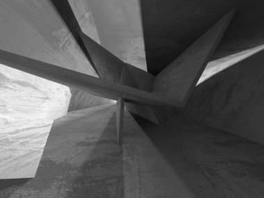 Soyut mimari iç plan. Boş beton oda. 3d hazırlayıcı