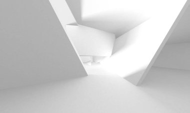 Beyaz Modern Arkaplan. Soyut Bina Konsepti. 3d Hazırlama