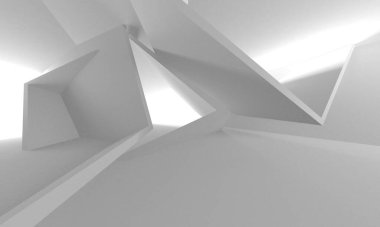 Beyaz Modern Arkaplan. Soyut Bina Konsepti. 3d Hazırlama