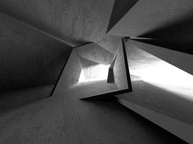 Soyut mimari iç plan. Boş beton oda. 3d hazırlayıcı