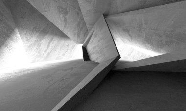 Soyut mimari iç plan. Boş beton oda. 3d hazırlayıcı