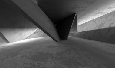 Soyut mimari arka plan. İçi boş beton döşeme. 3d hazırlayıcı
