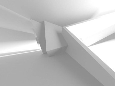 Beyaz Modern Arkaplan. Soyut Bina Konsepti. 3d Hazırlama