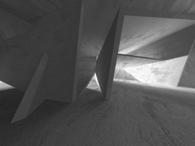 Soyut mimari iç plan. Boş beton oda. 3d hazırlayıcı