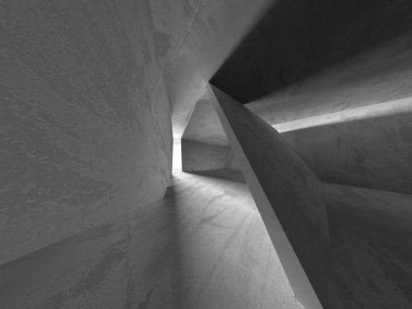 Soyut mimari iç plan. Boş beton oda. 3d hazırlayıcı