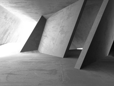 Soyut mimari iç plan. Boş beton oda. 3d hazırlayıcı